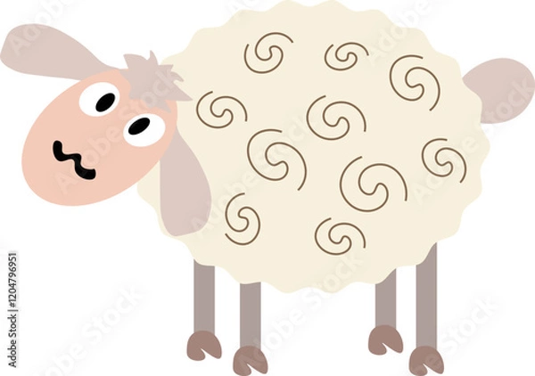 Fototapeta colorful colored sheep drawn in children's style on white background