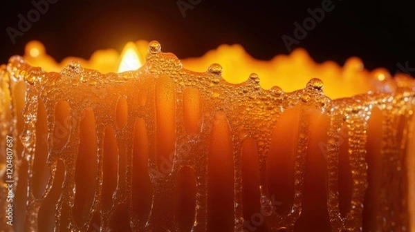 Obraz A lit candle with a bright orange flame sits atop a white surface