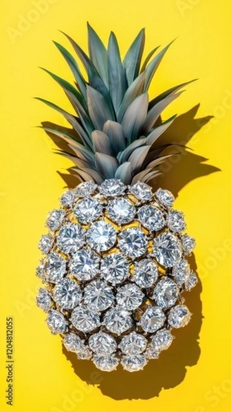 Obraz Diamond Encrusted Pineapple On Yellow Background