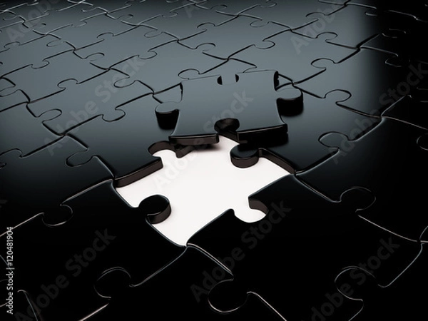 Obraz Metalic Puzzle out of place 3d render