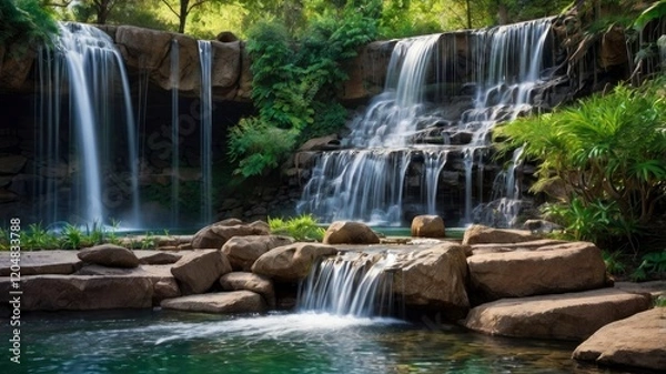 Fototapeta artificial waterfall park