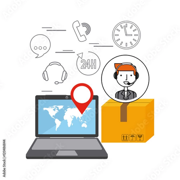 Fototapeta customer service flat icons vector illustration design