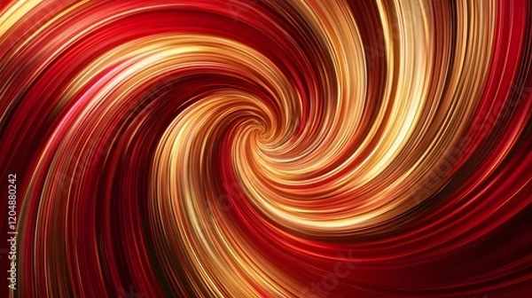 Fototapeta Dynamic swirl of red and gold colors abstract art digital media vivid environment close-up view motion concept