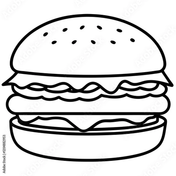 Fototapeta Burger Outline Vector Art Ideas