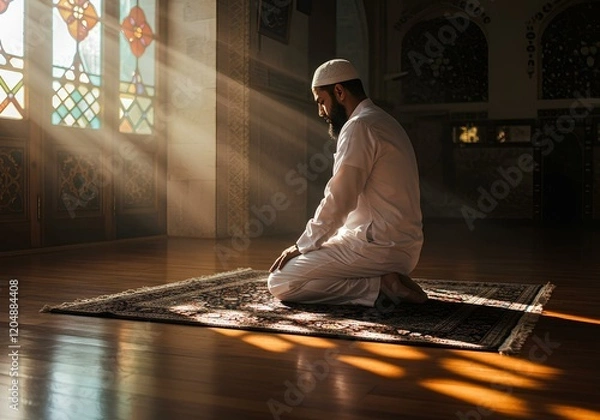 Obraz Muslim man praying in a mosque