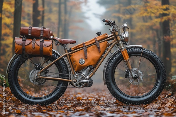 Obraz Vintage Electric Bicycle In Autumn Forest Setting