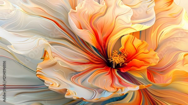 Fototapeta Abstract Flower Close-up: Fluid Motion and Vibrant Intricate Patterns