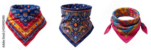 Fototapeta Colorful Bandanas with Paisley Patterns Displayed