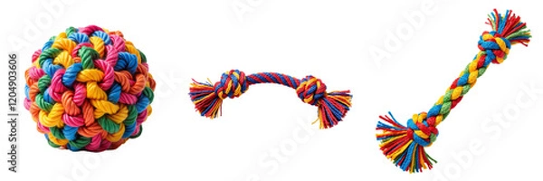 Fototapeta Colorful Rope Dog Toys Displayed for Playtime Fun