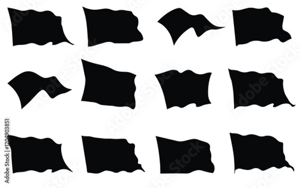 Fototapeta Vector Illustration of Flying Black Flags for Presidents' Day. Simple Flat Design Depicting Patriotic Symbols, American Flags, and National Pride. Set of Black Flags.