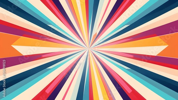 Fototapeta Flat Background with Colorful Rays Radiating Outward: Energetic and Vibrant Effect with Dynamic Hues Spreading for Lively Visual Impact