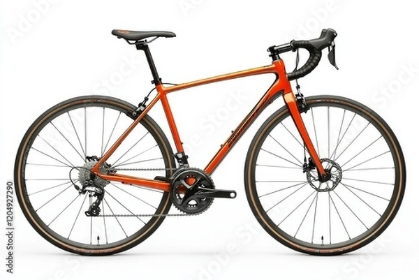 Fototapeta Ultra-realistic Road Bike with Black and Orange Details, Isolated on White Background
