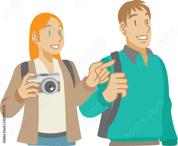 Fototapeta 観光を楽しむ白人カップル