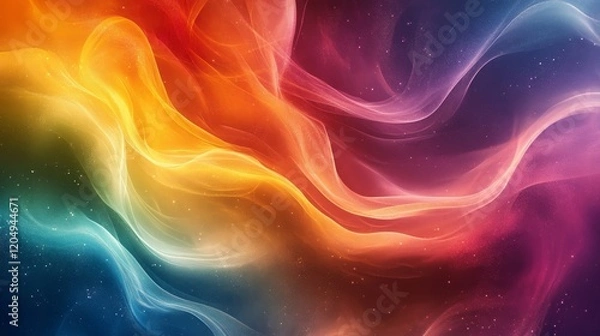 Fototapeta Dynamic rainbow tones gradient background, shimmering waves texture, poster header, modern design elements, Generative AI