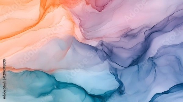 Fototapeta Abstract Fluid Art Pastel Color Swirls Design