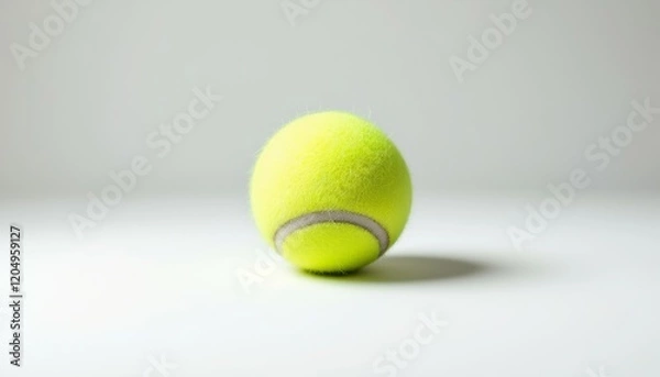 Obraz Bright Yellow Tennis Ball on White Background