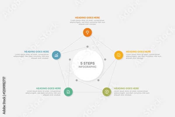 Obraz Modern Circular Cycle Infographic Design Template with 5 Data Points