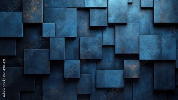 Fototapeta blue background with squares and rectangles for design, banner template. White space in the center of the page for text. Modern geometric wallpaper with copy space.