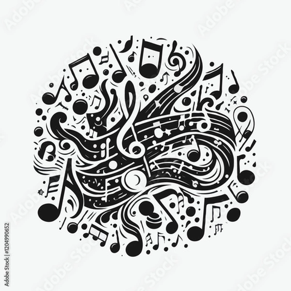 Fototapeta Abstract Black and White Music Notes Design: Creative Vector Illustration
