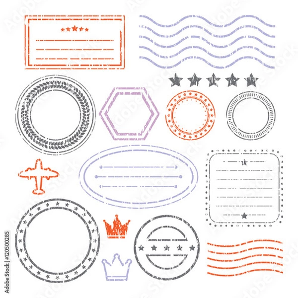 Obraz Document And Blank Grunge Stamps Set