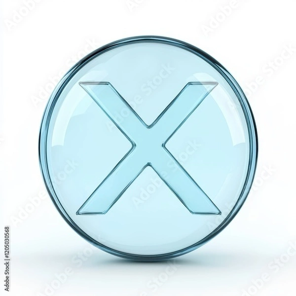 Obraz Glassy Blue X Mark Button Icon - 3D Render