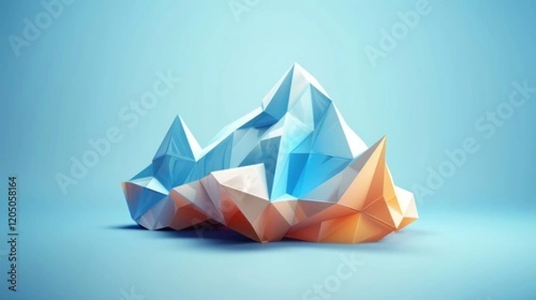Fototapeta Abstract 3D geometric vector design with faceted shapes in a low-poly modern style. Perfect for banners, web, brochures, ads, and posters. Features a triangular pattern.

