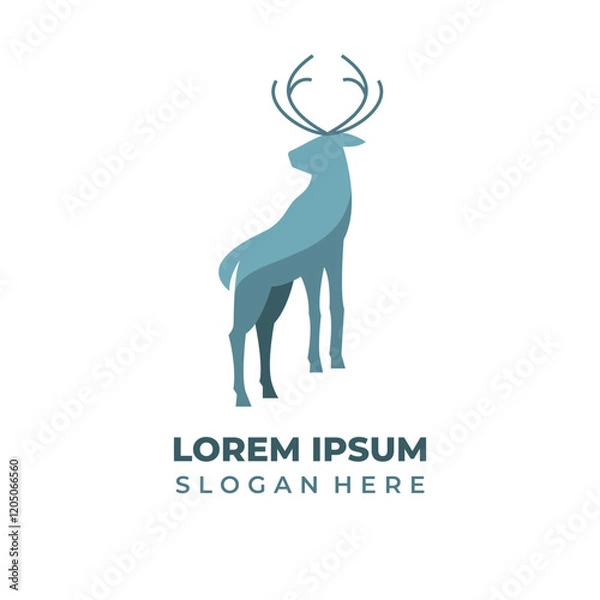 Fototapeta Deer logo looking back vector...