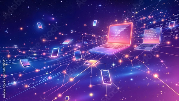 Obraz technology - connection background (illustration)