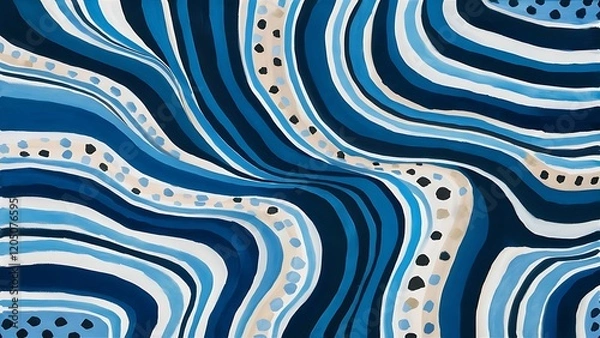 Obraz Abstract background with blue striped and polka dot patterns