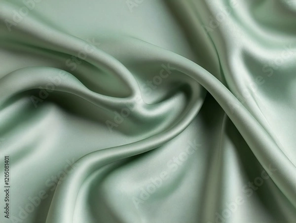 Fototapeta sage green silk fabric elegant folds rich texture luxurious drape