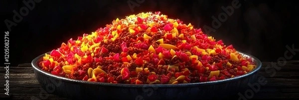 Fototapeta A vibrant mound of mixed vegetables, likely prepared for a dish or event.