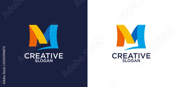 Fototapeta Letter M Mosaic Colorful Multicolor Geometric Geometry Modern Monogram Vector Logo Design
