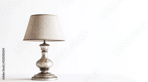 Obraz An elegant table lamp with a fabric shade, isolated on white,
