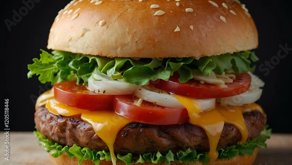 Obraz hamburger on black background