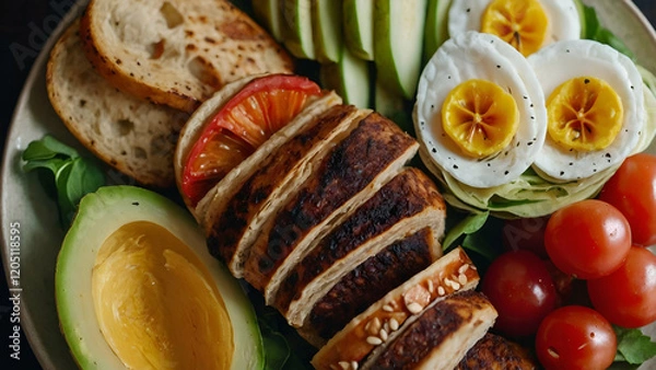 Obraz grilled chicken with vegetables