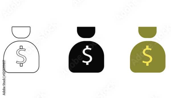 Fototapeta Premium Vector  A bag of money icon set Vector