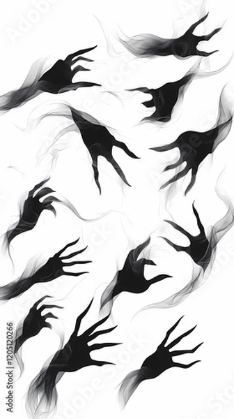 Fototapeta Ethereal Spectral Hands Reaching Out from Smoke