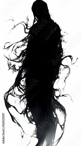 Fototapeta The Enigma of the Obsidian Figure: A Dark Abstract Masterpiece