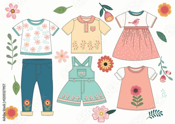 Obraz Collection of  fashion clothes  for  kids