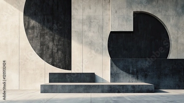 Fototapeta Geometric shapes in a minimalistic design, creating a clean and creative composition, perfect for modern abstract artwork or graphic designs.