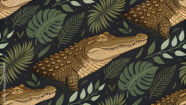 Obraz crocodile in africa seamless pattern