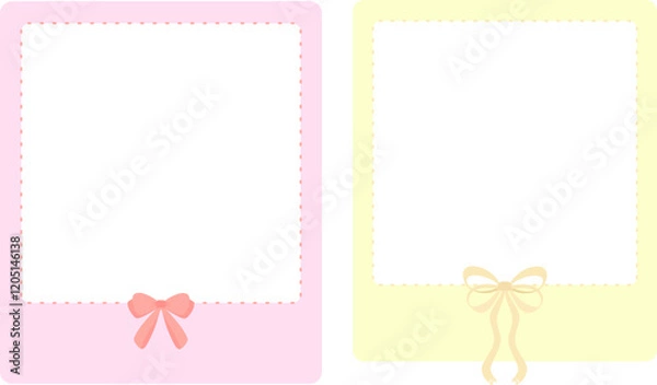 Fototapeta Decorative Polaroid Frame Illustration Blank Photo Frame with Bow Decoration