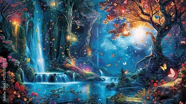 Fototapeta _A_fantasy_landscape_of_an_enchanted_forest_under_