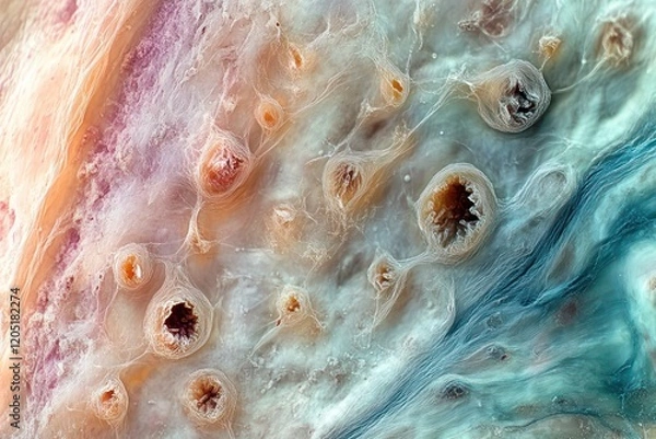 Obraz Detailed view of human hair follicles under a microscope, showcasing their complex structure.