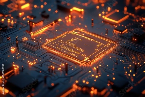 Obraz Digital circuit board representing technology in business, with intricate details and a modern design.