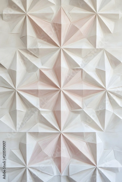 Fototapeta Abstract Geometric Wall Art: Intricate 3D Origami-Inspired Design in Beige and White