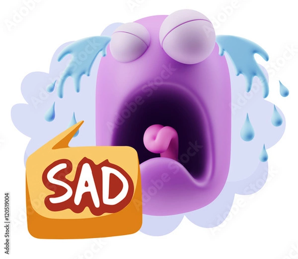 Fototapeta 3d Illustration Sad Character Emoji Expression saying Sad with C