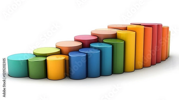 Obraz 3D animation vector showcasing business analytics organized pie charts clean style white background 8K realistic