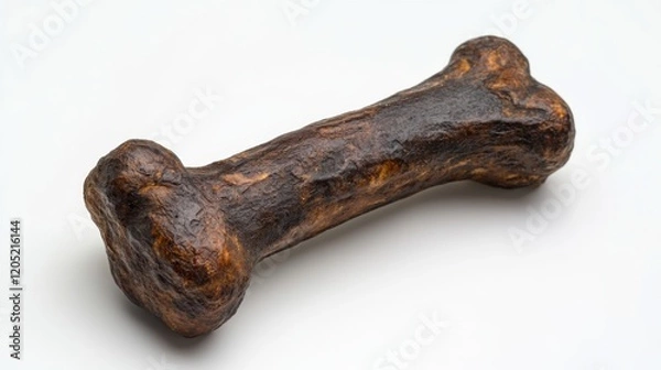 Fototapeta A unique dog bone with a rustic texture and vibrant brown colors. Perfect for playful pets or home decor. An artistic recreation showcasing creativity and fun. Generative AI