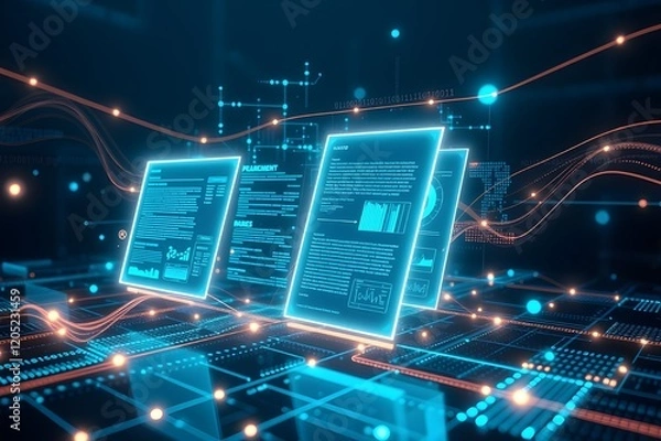 Obraz Digital documents created using future world technology. automated invoice and receipt management concept.	